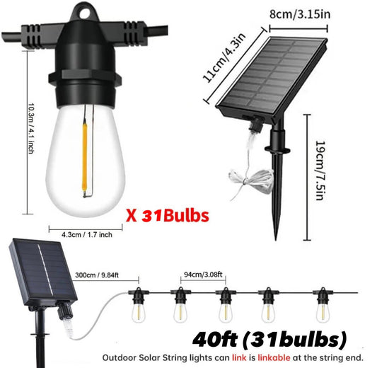 Xyvera Lighting s – 43/100FT with 11/32 Shatterproof S14 LED Bulbs, Waterproof Warm White Patio & Backyard Lighting