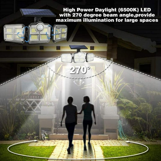 Outdoor Solar Motion Sensor Light, 122 LED 3000LM Flood Light, 4 Adjustable Heads, Waterproof Security Light with 270° Wide Angle